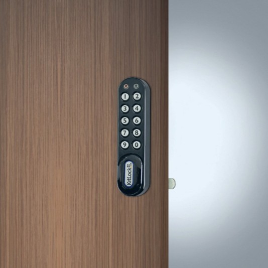 CodeLocks Kit with Interchangeable Spindles to fit 1/4" - 1" Thick Door, Vertical/LH/RH, Black