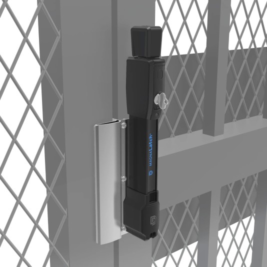 D&D MagnaLatch 36" Panic Bar with Rim Strike Plate and Series 3 Top Pull Safety Gate Latch For Pool Gates (Black) - ML3PB36RVPKA