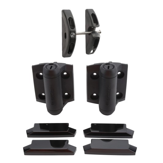 D&D Pool Safety Gate Kit with TruClose Regular Adjustable Self-Closing Standard-Duty Gate Hinges and Stainless Steel Padlockable T-Latch - 8000-2146 