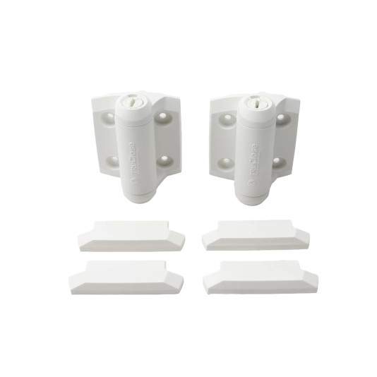 D&D TruClose Regular Adjustable Self-Closing Standard-Duty Gate Hinges with Stainless Steel Self-Drilling Screws For Metal Pool Safety Gates (Pair) White - 8000-2145