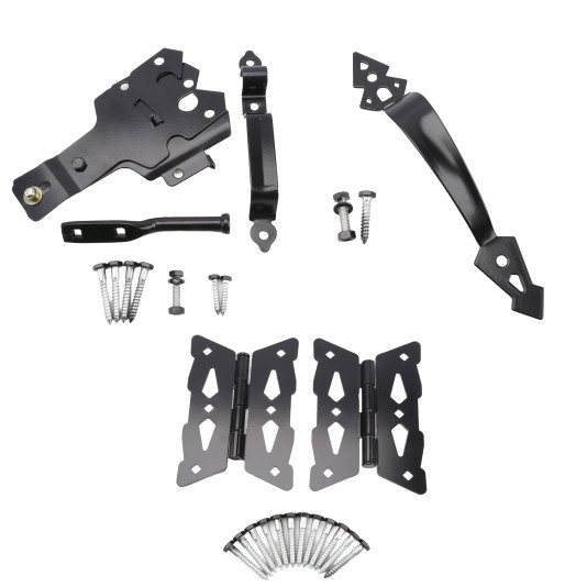 D&D Wood Gate Kit with 8" Steel Butterfly Hinge, Powder-Coated Metal Padlockable Post Latch, and 11" Metal Handle - 810010
