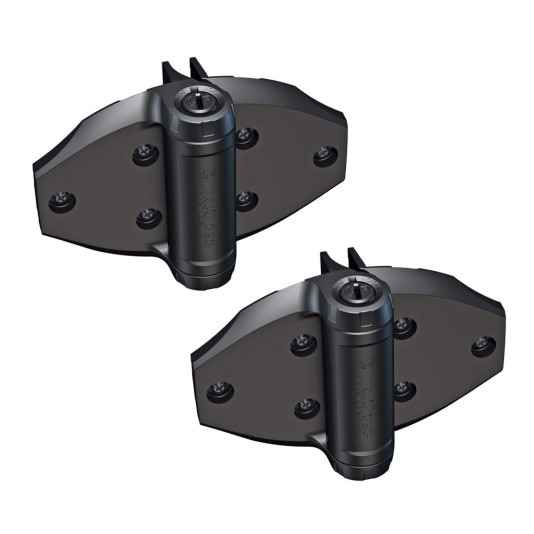 D&D TruClose Self-Closing Heavy-Duty Gate Hinges With 2 Side Legs For Wood and Vinyl Gates Black (Pair) - 49969