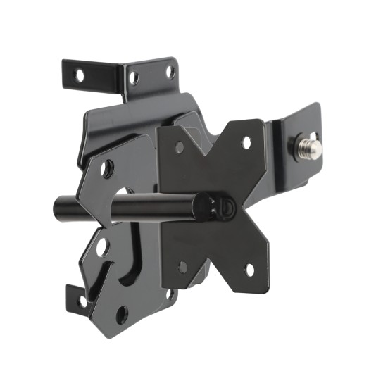 D&D Contemporary Powder-Coated, Adjustable Stainless Steel Padlockable Post Latch With Standard to Narrow Side Legs For Wood and Vinyl Gates (Black) - DDSLM - Diagram