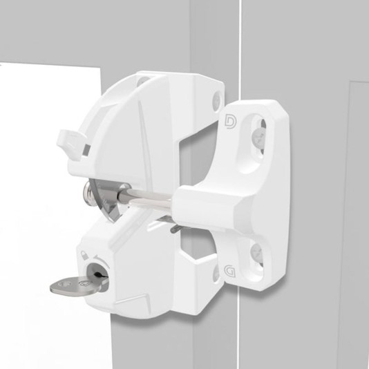 D&D LokkLatch Series 3 Adjustable Lockable Residential Gate Latch (Short Striker) (White) - LL3AW