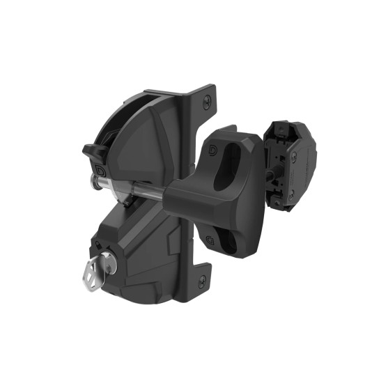 D&D LokkLatch Deluxe Series 3 Dual-Sided Lockable, Keyed Different Gate Latch for All Gates With External Access Kit (Black)