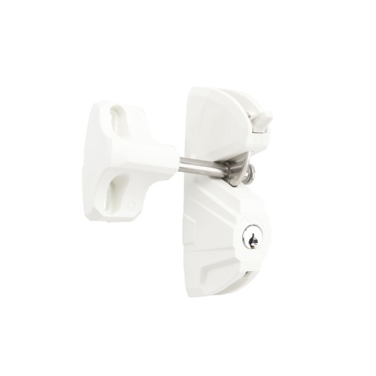 D&D LokkLatch Deluxe Series 3 Dual-Sided Lockable, Keyed Alike Gate Latch for All Gates With External Access Kit (White)