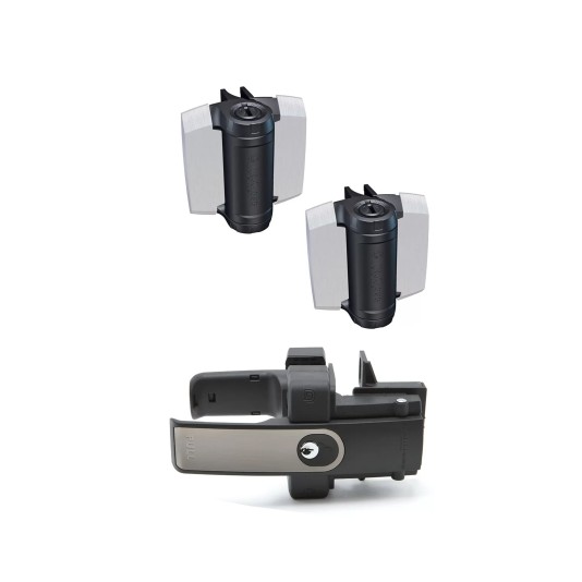 D&D Kit LokkLatch Magnetic Dual-Sided, Keyed Alike Gate Latch (Brushed Trim) and Pair of TruClose Adjustable Self-Closing Heavy-Duty Gate Hinges With 2 Side Legs For Metal Pool Gates (Black With Brushed Finish) - LLMKATCHDS3ST (Gate Kits)