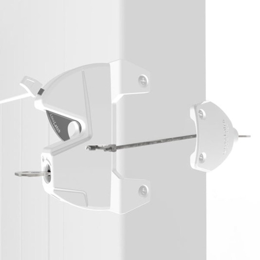 D&D LokkLatch Series 3 Adjustable Lockable Gate Latch With External Access Kit (Short Striker) (White) - LL3ABW