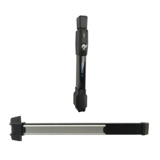 D&D MagnaLatch 36" Panic Bar with Rim Strike Plate and Series 3 Top Pull Safety Gate Latch For Pool Gates (Black) - ML3PB36RVPKA