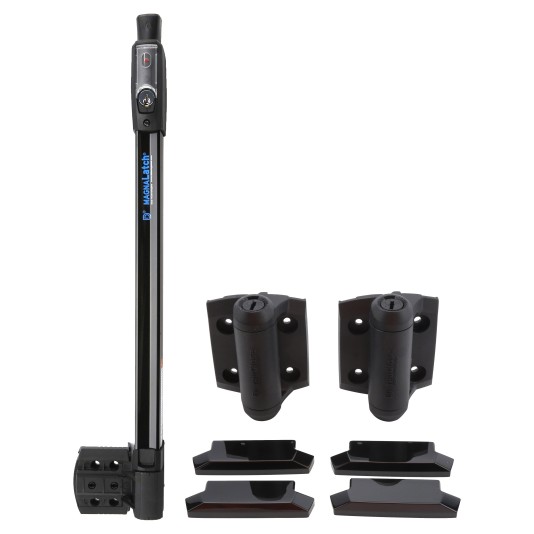 D&D MagnaLatch Series 3 Safety Gate Latch Top Pull Kit With TruClose Self-Closing Hinge For Pool Gates (Pair) Black - MTSTDKS2