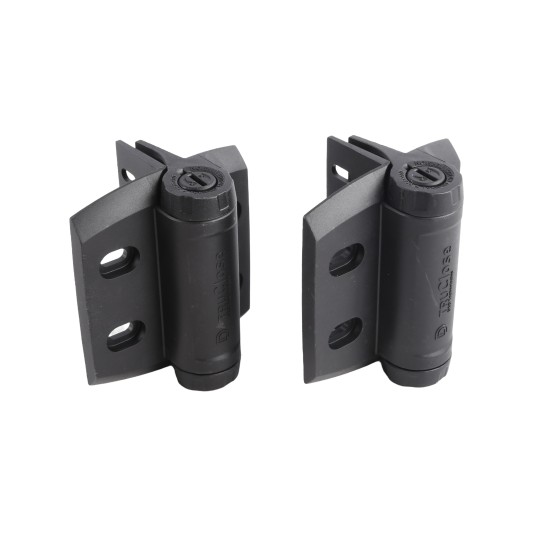 D&D TruClose Round Heavy-Duty Self-Closing Gate Hinges For Chain Link Round Gate Posts (Pair) Black - TCHDRND1-MK2