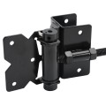 D&D Powder-Coated Stainless Steel, Self-Closing, Adjustable, Narrow to 2" Wrap-Around Gate Hinges for Vinyl Gates - Black - DDS2HNW3A (Wood Gate Hardware)
