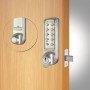 CodeLocks Mortise Deadbolt, Bolt Extends 1" Beyond Door, Key Override (Brushed Steel) - CL2210-BS